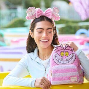 New Loungefly Cheshire Cat Pastel Pink Disney Parks Backpack Textured